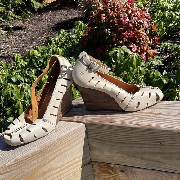 Frye Gwen Ankle Strap Wedge Heels